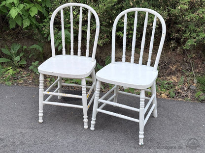 Pair of Solid Wood Dining Chairs Farmhouse Cottage Kitchen Seating