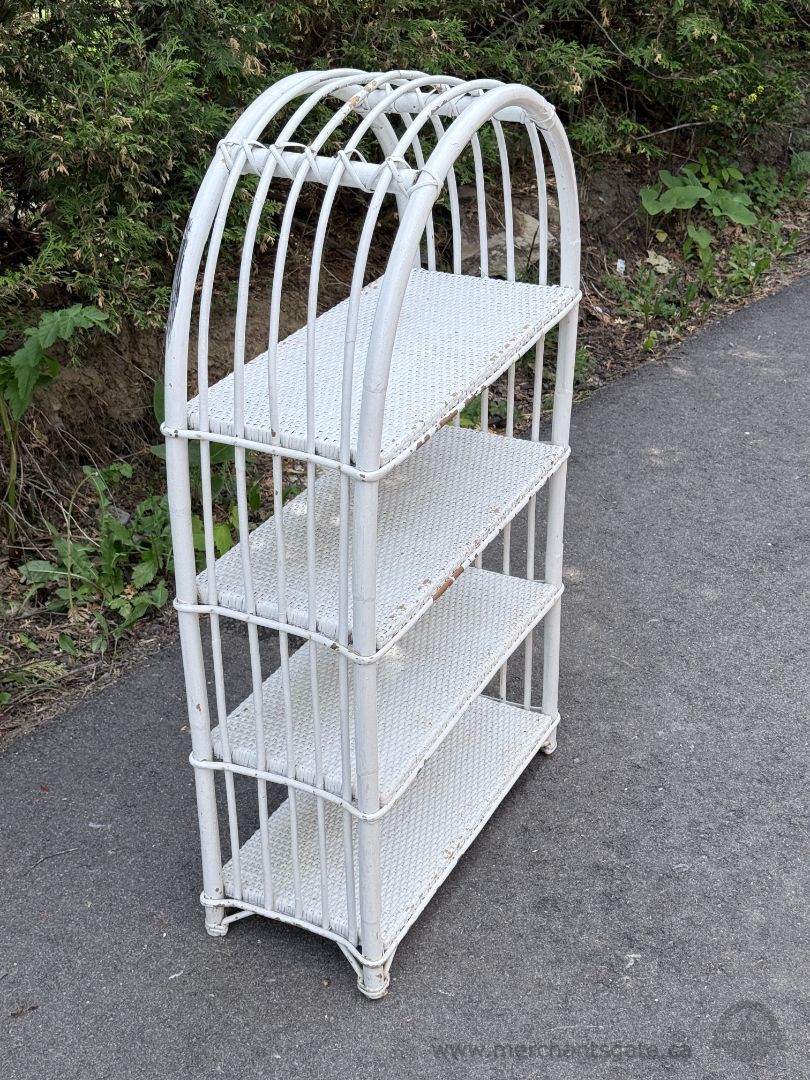 White Wicker Shelf Unit Bookcase Display Rack Cottage Farmhouse