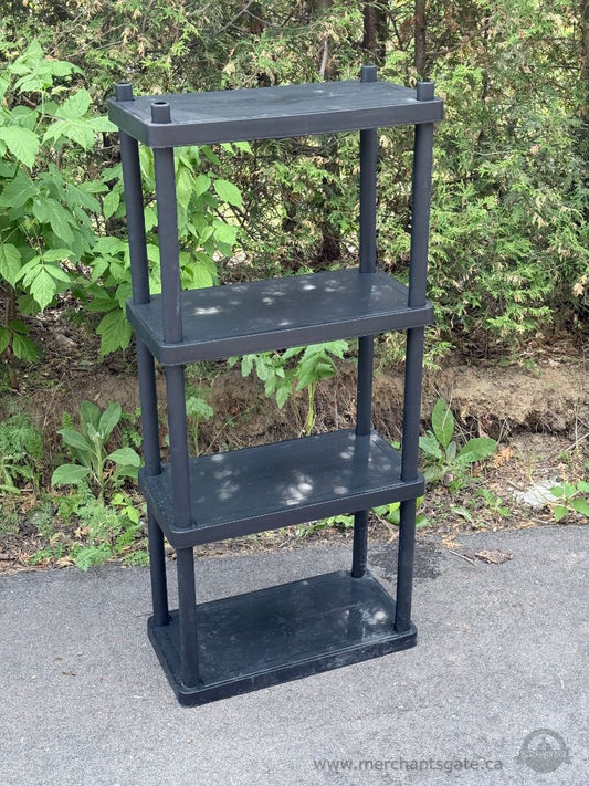Black 4 Tier Plastic Shelf Storage Unit Garage Pantry Bathroom