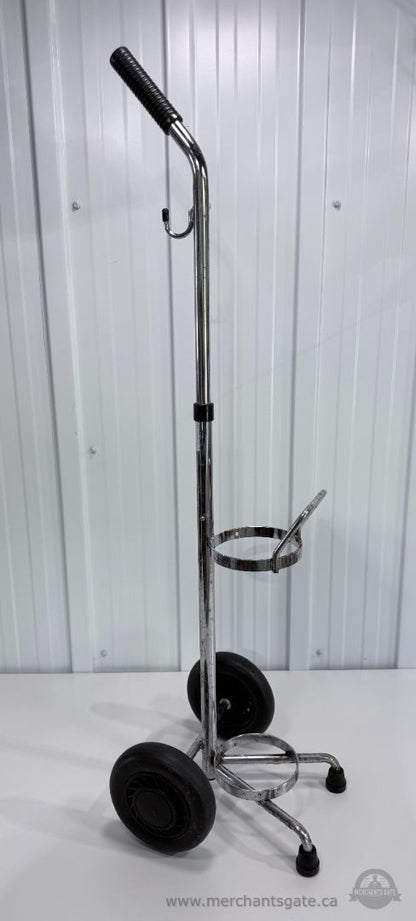 Rolling Chrome Cylinder Tank Cart Stand with Wheels Adjustable Height