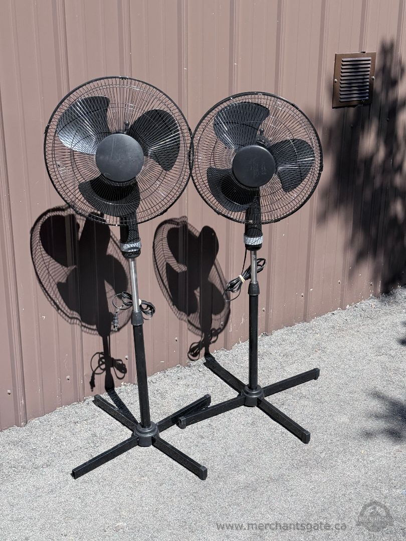 Pair of 16" Oscillating Pedestal Fans Adjustable Height Stand Fans