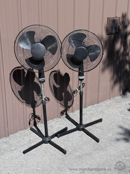 Pair of 16" Oscillating Pedestal Fans Adjustable Height Stand Fans