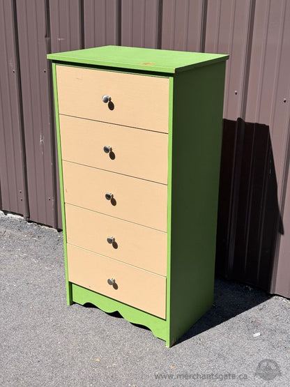 Tall 5 Drawer Chest Dresser Green Beige Painted Furniture Project Piece