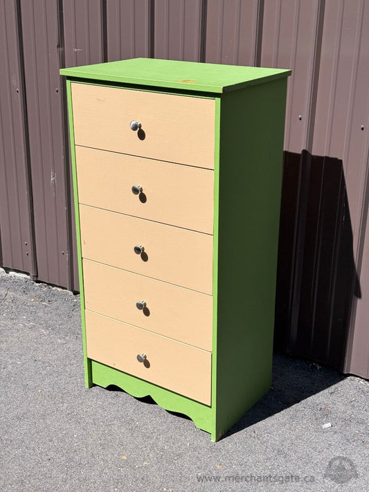 Tall 5 Drawer Chest Dresser Green Beige Painted Furniture Project Piece