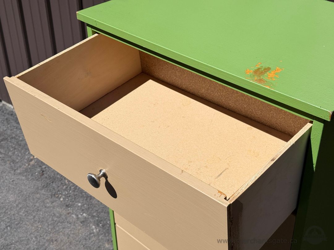 Tall 5 Drawer Chest Dresser Green Beige Painted Furniture Project Piece