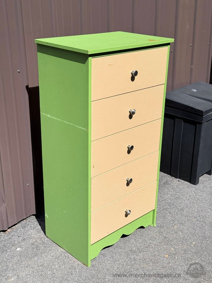 Tall 5 Drawer Chest Dresser Green Beige Painted Furniture Project Piece