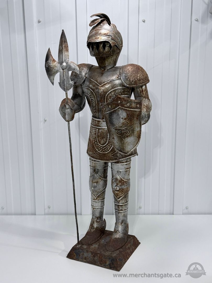 Medieval Knight Metal Garden Statue Armor Warrior Sculpture 34" Tall