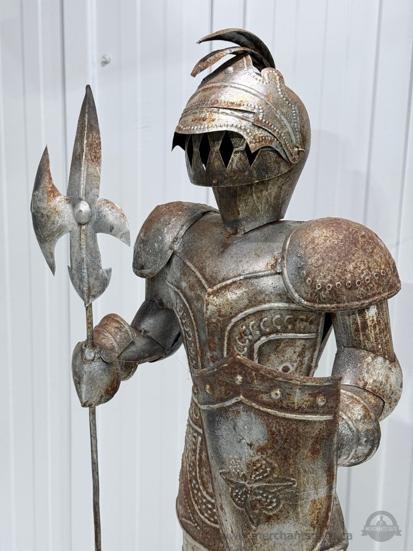 Medieval Knight Metal Garden Statue Armor Warrior Sculpture 34" Tall
