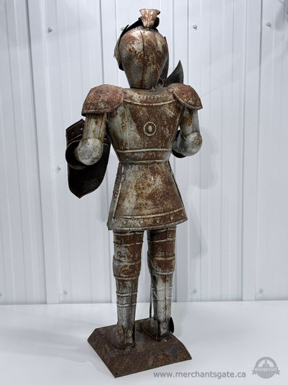 Medieval Knight Metal Garden Statue Armor Warrior Sculpture 34" Tall