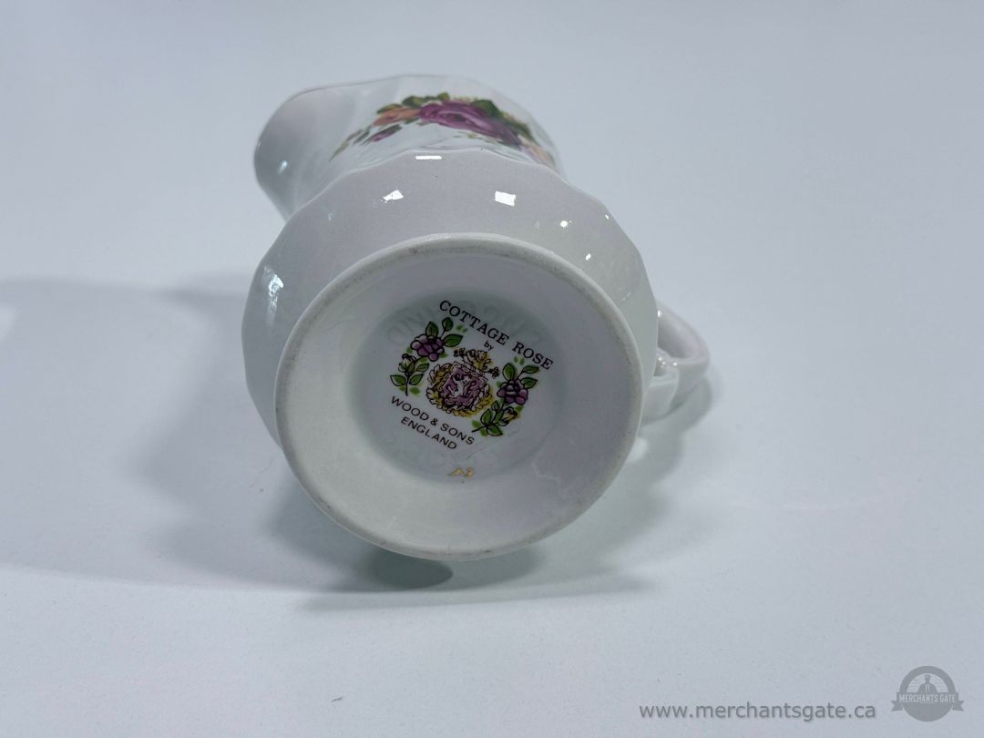 Vintage Wood & Sons Cottage Rose England Creamer Jug Floral Gold Trim