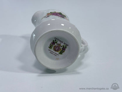 Vintage Wood & Sons Cottage Rose England Creamer Jug Floral Gold Trim