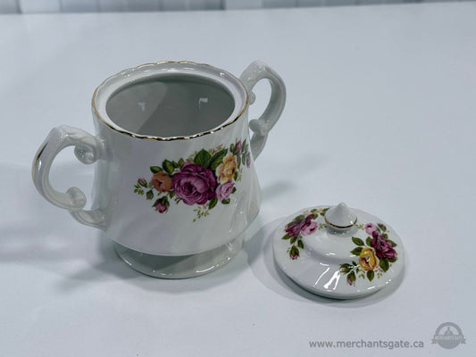 Vintage Wood & Sons Cottage Rose Covered Sugar Bowl England Floral China