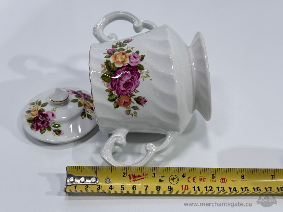 Vintage Wood & Sons Cottage Rose Covered Sugar Bowl England Floral China