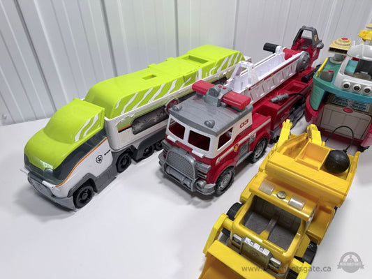 Large Toy Vehicle Lot Paw Patrol Boat Fire Truck Construction Truck Transport Truck