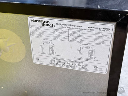 Hamilton Beach 2.7 Cu Ft Compact Refrigerator Mini Fridge Freezer Dorm Office