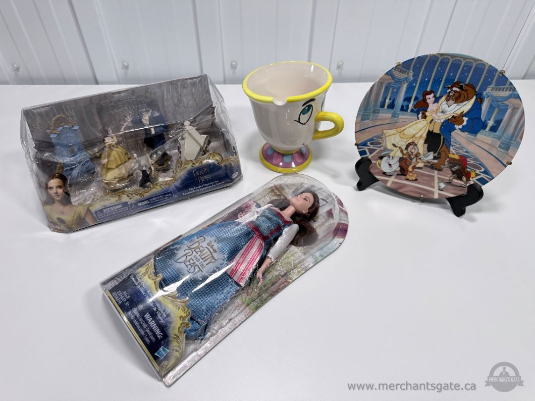 Disney Beauty and the Beast Collectibles Lot Belle Doll Chip Mug Plate Figurines