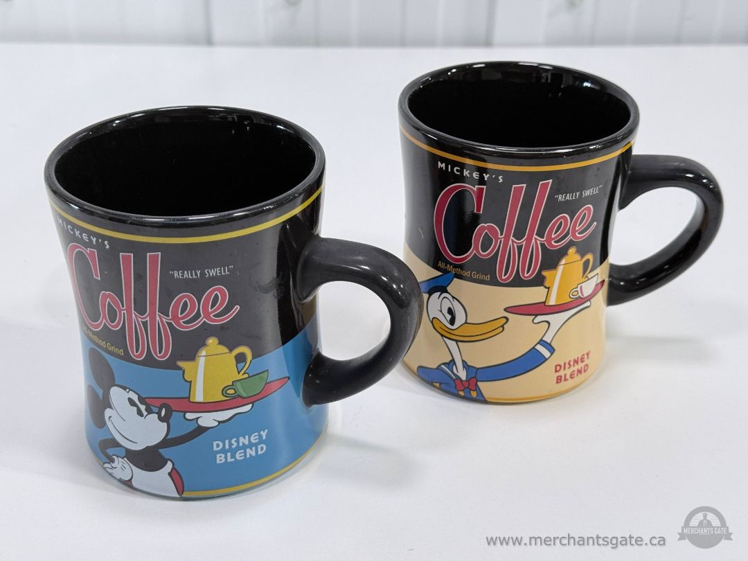 Vintage Disney Mickey Mouse & Donald Duck Coffee Mugs Pair Disney Blend