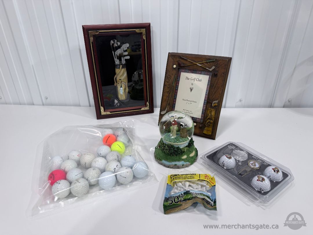 Golf Decor Collection Shadow Box Frame Snow Globe Golf Balls Lot