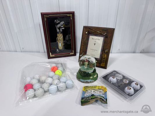 Golf Decor Collection Shadow Box Frame Snow Globe Golf Balls Lot