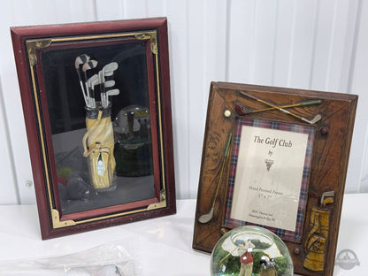 Golf Decor Collection Shadow Box Frame Snow Globe Golf Balls Lot
