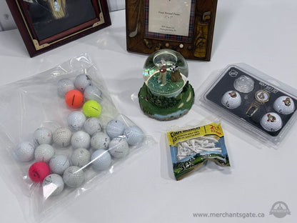 Golf Decor Collection Shadow Box Frame Snow Globe Golf Balls Lot