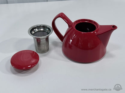 Like new Stokes Red Stoneware Teapot with Stainless Tea Infuser