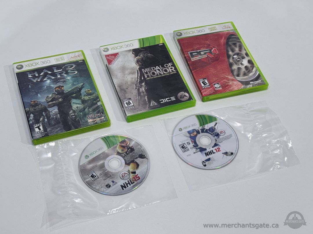 Xbox 360 Game Lot – Halo Wars, Medal of Honor, Project Gotham Racing 4 + NHL