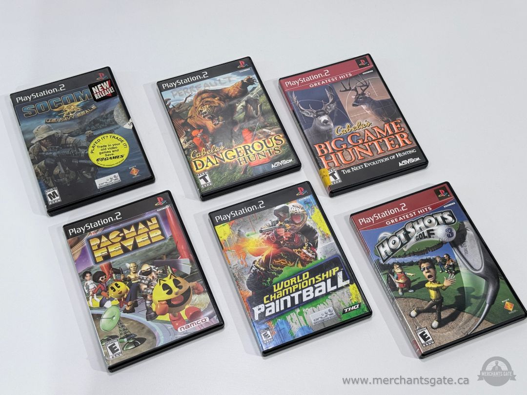 PS2 Game Lot – Pac-Man Fever, SOCOM, Cabela's Hunting, Paintball