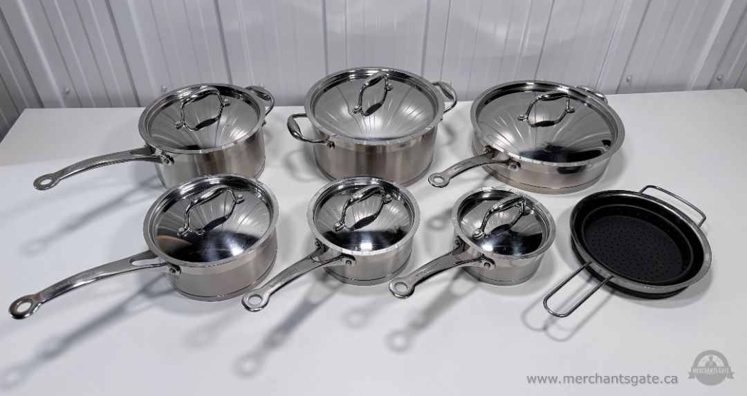Lagostina Merano Stainless Steel Cookware Set Pots Pans Lids 13 Piece