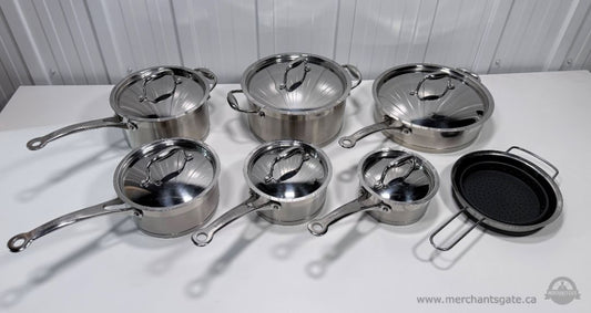 Lagostina Merano Stainless Steel Cookware Set Pots Pans Lids 13 Piece