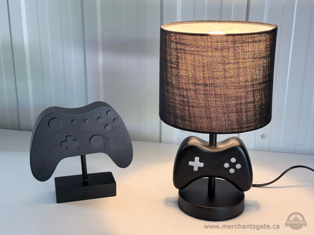Gaming Controller Table Lamp with Smart LED Bulb & Matching Display Decor