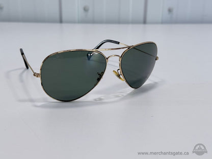 Vintage Ray-Ban Aviator Sunglasses Gold Frame Green Lenses B&L USA 63mm