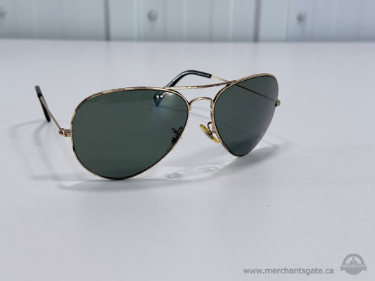 Vintage Ray-Ban Aviator Sunglasses Gold Frame Green Lenses B&L USA 63mm