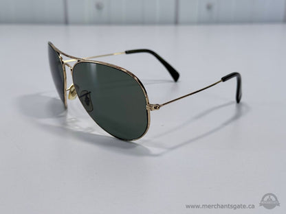 Vintage Ray-Ban Aviator Sunglasses Gold Frame Green Lenses B&L USA 63mm
