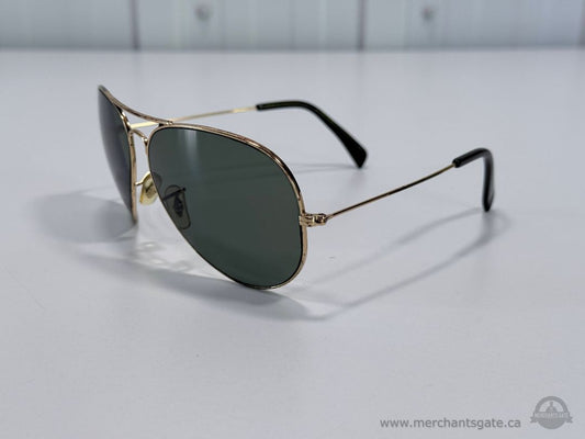 Vintage Ray-Ban Aviator Sunglasses Gold Frame Green Lenses B&L USA 63mm