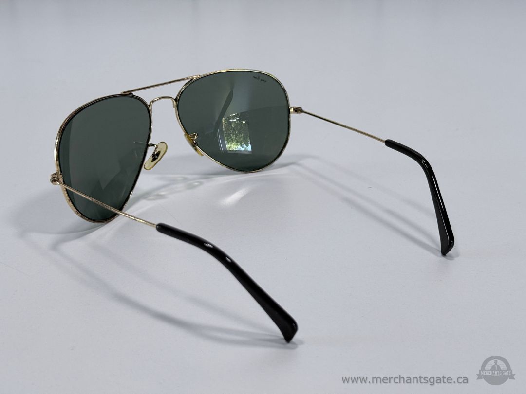 Vintage Ray-Ban Aviator Sunglasses Gold Frame Green Lenses B&L USA 63mm