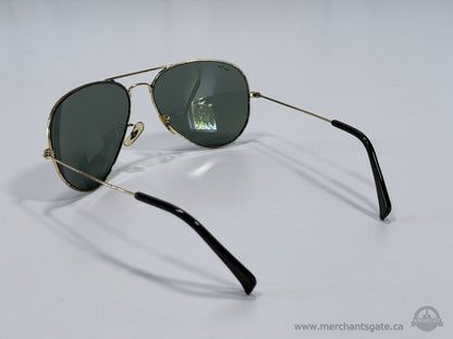 Vintage Ray-Ban Aviator Sunglasses Gold Frame Green Lenses B&L USA 63mm