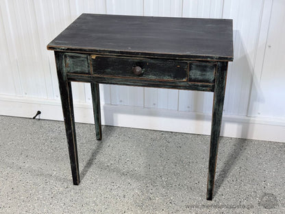 Rustic Solid Wood Side Table with Drawer Distressed Black Finish