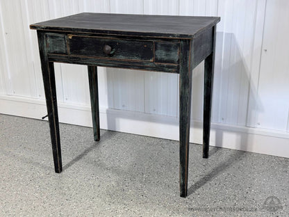 Rustic Solid Wood Side Table with Drawer Distressed Black Finish