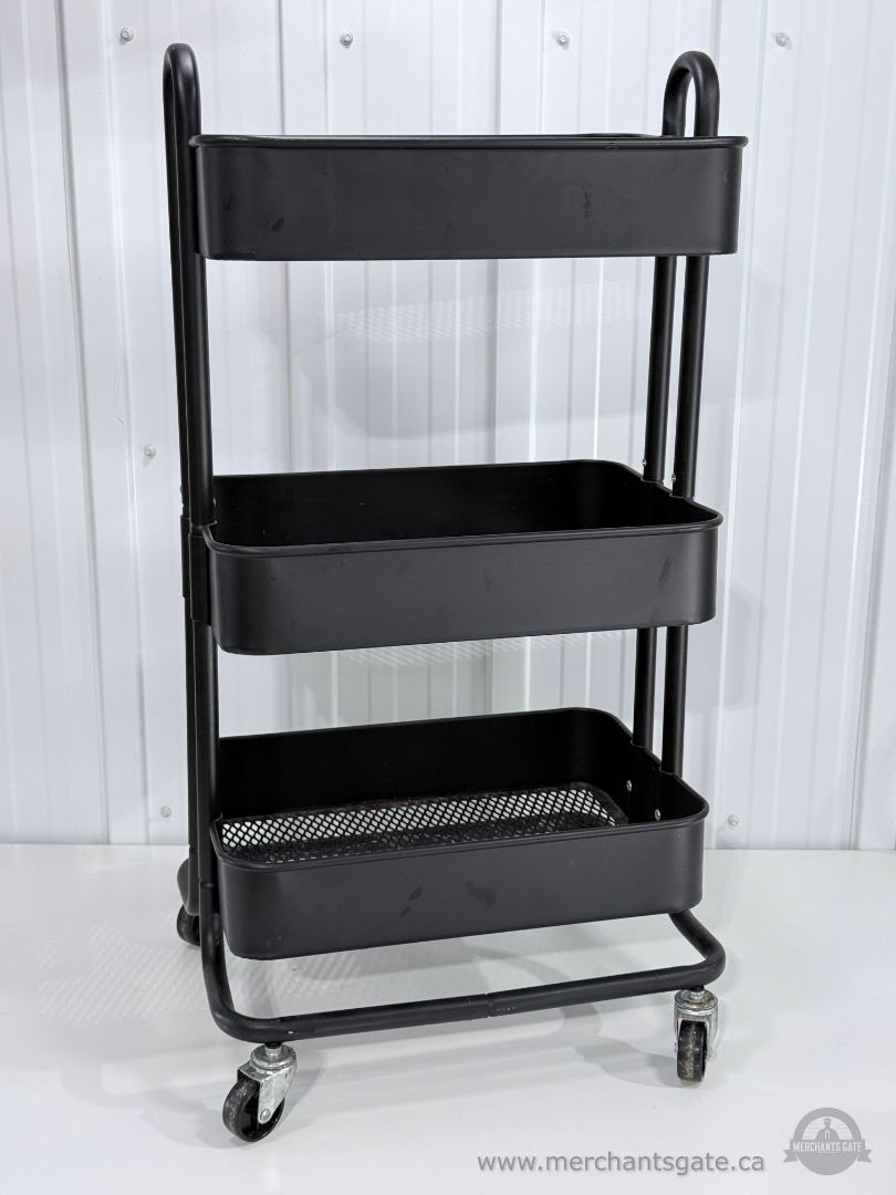 Momentum Steel 3-Tier Utility Cart Rolling Storage Organizer