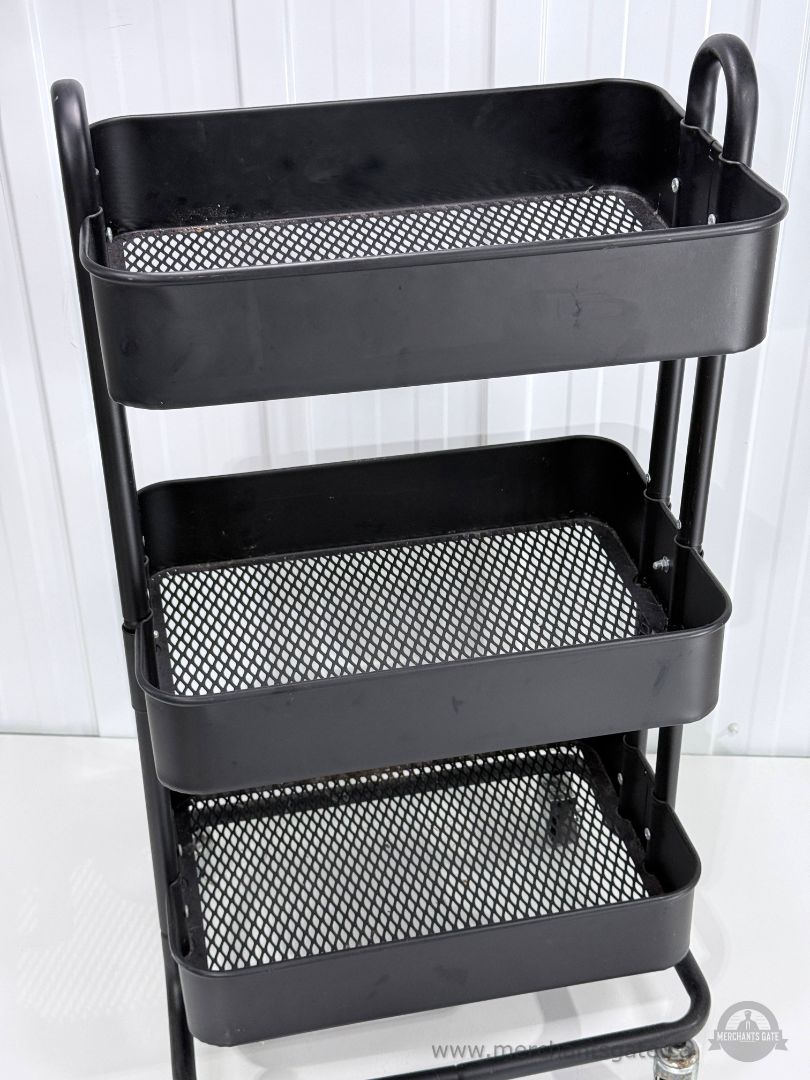 Momentum Steel 3-Tier Utility Cart Rolling Storage Organizer