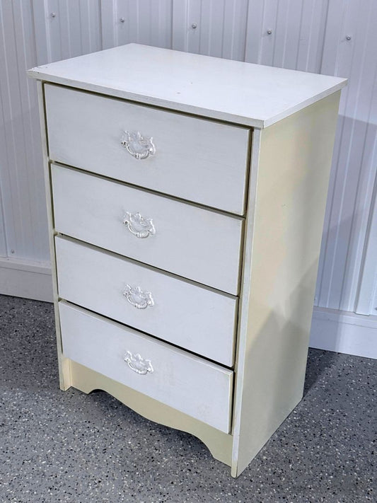 Vintage White 4 Drawer Chest Dresser Bedroom Storage Cabinet