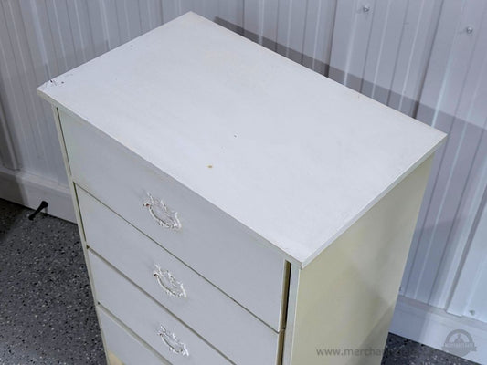Vintage White 4 Drawer Chest Dresser Bedroom Storage Cabinet
