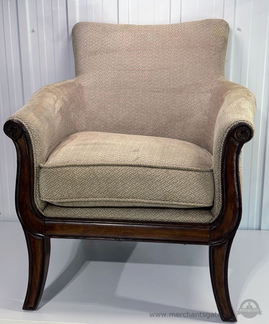 Bombay Company Accent Arm Chair Upholstered Club Chair Wood Frame