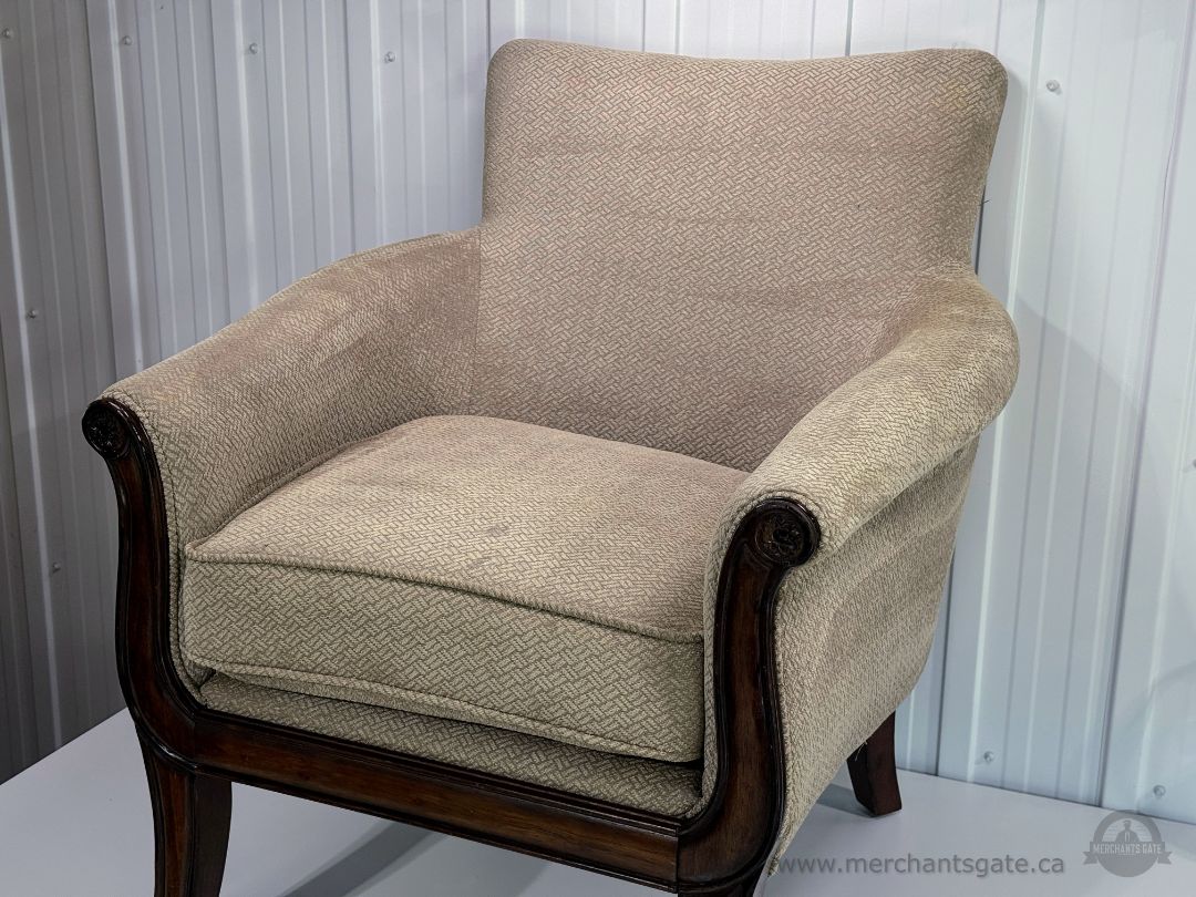 Bombay Company Accent Arm Chair Upholstered Club Chair Wood Frame