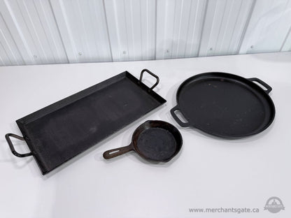 Cast Iron Cookware Lot Lodge Skillet Deep Fry Pan & Small Skillet 3 Pieces