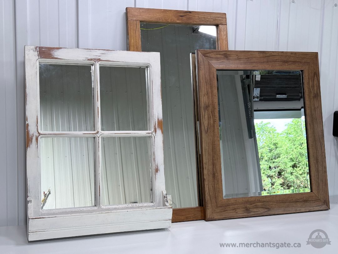 Rustic Wood Framed Mirror Collection Farmhouse Window Mirror Shelf Mirror Set