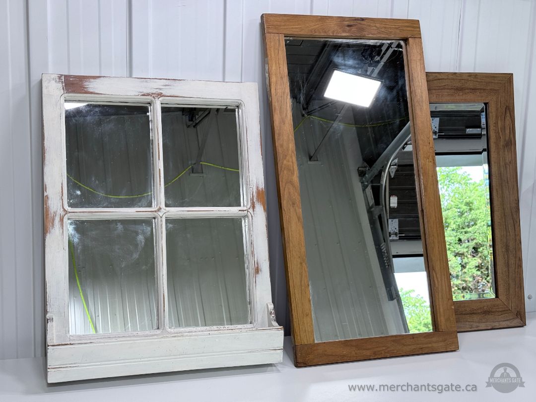 Rustic Wood Framed Mirror Collection Farmhouse Window Mirror Shelf Mirror Set