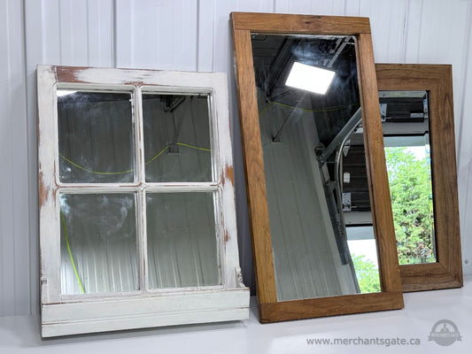 Rustic Wood Framed Mirror Collection Farmhouse Window Mirror Shelf Mirror Set