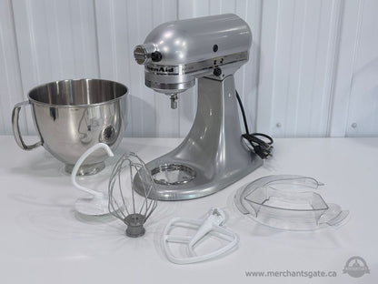KitchenAid Artisan Stand Mixer Silver 5 Qt Bowl Whisk Paddle Dough Hook